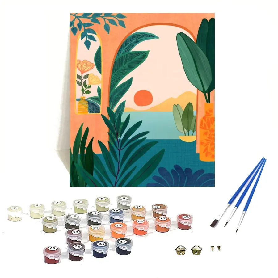 F19 — kits de peinture par numéros, style boho abstrait, décoration murale de la chambre à coucher, diy bricolage