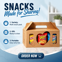 Custom Logo Four-Color Printed Kraft Paper Food Gift Box Clear Window Handle Portable Folding Cardboard Potato Chips Canned Food