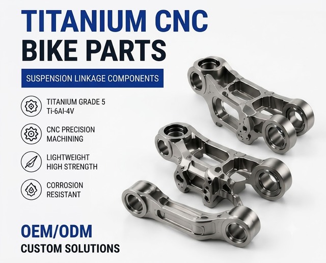 Titanium CNC Bike Parts Custom MTB Suspension Linkage Components OEM Precision Machining Manufacturer Service