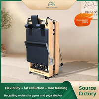 Reformer de Pilates de Roble para Personas Mayores con Estructura Plegable y Resortes de Bajo Impacto