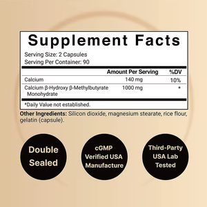 Preço barato Fábrica Oem/odm Alta Qualidade Fábrica Ca Suplemento Beta-hidroxi Natural Beta-metilbutirato Hmb Cápsulas - Product Image 3