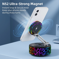 Support de chargeur sans fil magnétique |   Charge rapide 15W avec lumière RGB |   360 °   Support de fixation pliable à 3 axes pour aspirateur |   Support de bureau pour voiture X12C