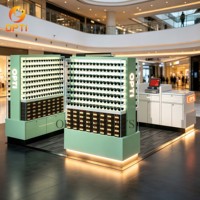 Kiosque moderne et écologique en bois pour lunettes optiques et de soleil, vitrine de présentation de lunettes pour centres commerciaux