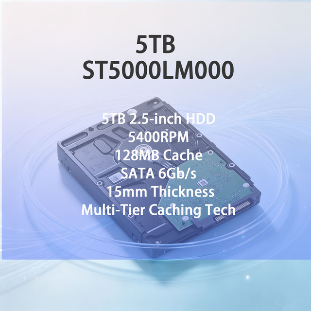 ST5000LM000 5TB 2.5 Internal HDD 5400RPM SATA 6Gb/s 128MB Cache Laptop Hard Drive High Capacity Portable Storage Fast Transfer