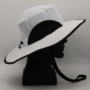 Boné de sol de verão com logotipo personalizado para mulheres e homens, chapéu balde de malha respirável com aba de pescoço, chapéu balde longo grande para pesca ao ar livre