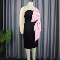 Robe Midi Droite Noire et Rose de Luxe pour Femme, Élégante, Sans Bretelles, Écologique, pour Cocktail, Soirée, Mariage, Invitée, Personnalisable OEM ODM