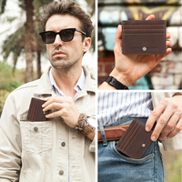 Portefeuille Magique RFID en Cuir Pleine Fleur Huilé Contact's – Cadeau Idéal pour Homme avec 8 Emplacements pour Cartes et Bande Élastique pour Billets