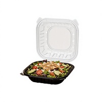 Boîte à lunch jetable noire à 3 compartiments, récipient alimentaire en PP avec couvercle transparent à charnière pour la préparation de repas à emporter