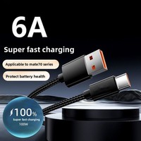 Kabel Data USB-C Super Cepat 10A 240W, Kabel Data Pengisian Cepat Tipe-C Anyaman, Kompatibel dengan Huawei//Vivo/Redmi