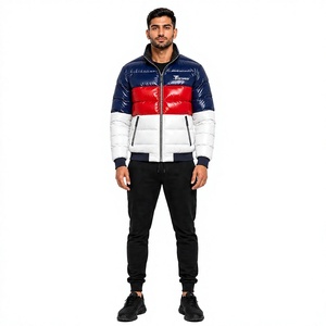 Chaqueta de Invierno Casual para Hombre Tiierwear, con Bloques de Color, Acolchada, Resistente al Viento, con Cierre de Cremallera, Capucha y Logotipo Frontal - Product Image 1
