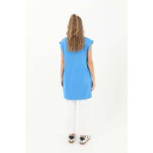 T-shirt basique sans manches pour femme Soul, haut confortable pour tous les jours, débardeur décontracté à col rond en bleu saxo - Product Image 3