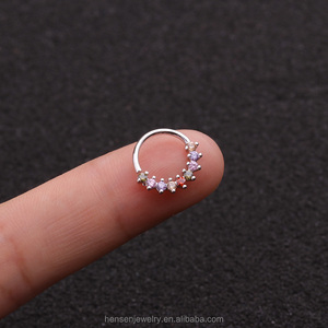 HENGSEN Anello Multifunzionale in Lega di Rame per <span class=keywords><strong>Piercing</strong></span> al Setto Nasale, Orecchio, Helix, Diath e Rook, Gioielli per <span class=keywords><strong>Piercing</strong></span> Classici da Donna - Product Image 5