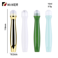 Bouteille en plastique de 15ml d'huile d'essence de crème pour les yeux Emballage cosmétique anti-transpirant déodorant PETG Distributeur de perles de massage en or