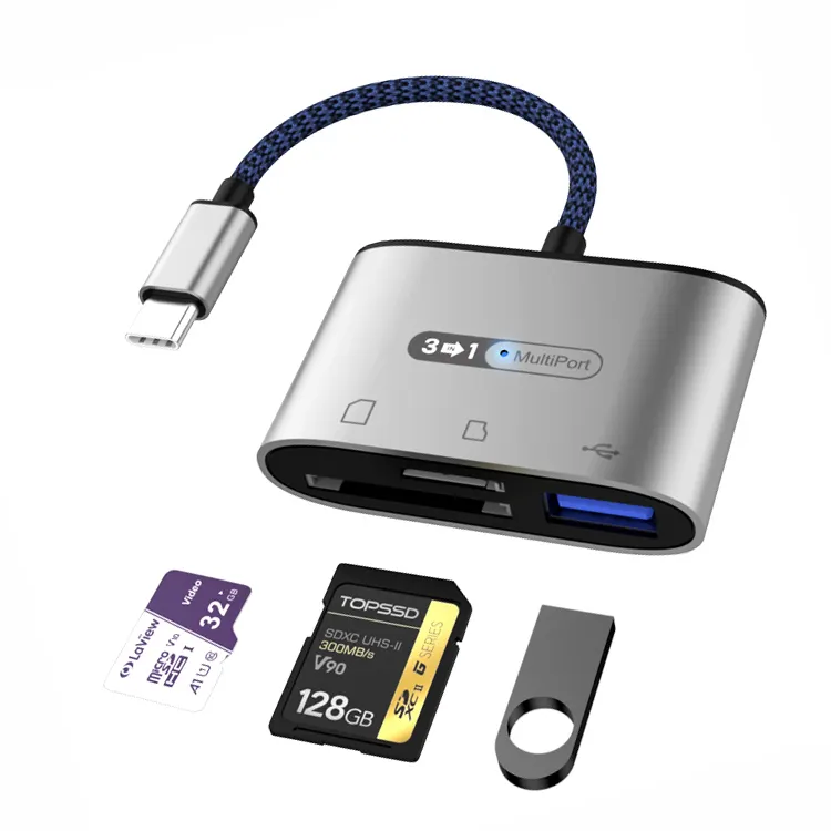 Tip-c kart okuyucu usb3.0 sd kart tf kart 3 in 1 çok fonksiyonlu dönüştürücü USB c adaptörü kamera Laptop için pc