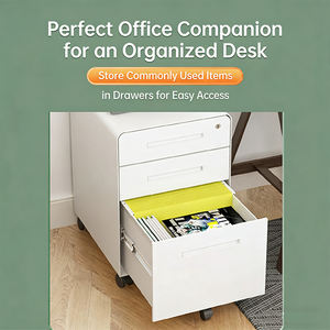 Armoire de classement mobile en acier moderne, compacte, à profil bas, écologique, à 3 tiroirs avec <span class=keywords><strong>roulettes</strong></span> pour le rangement de bureau à domicile dans les petits espaces - Product Image 5