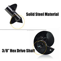 Bor Spiral gurdi taman Auger, mata bor Spiral 4X12 ", lubang pos, perlengkapan bor bor dengan anti-selip 3/8" Hex Drive