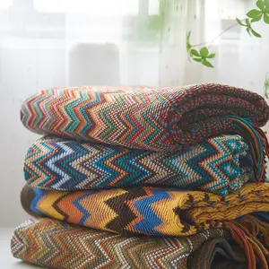 Oft 100% Acrylic Dệt Kim Chunky Crochet Đan Dày Cáp Sườn Trọng Lượng Tua Bé Ném Mùa Đông Trang Trí Handmade Chăn