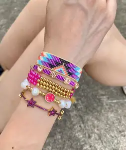 New fashion multicolor purple miyuki set Japanese beads high quality smiley love heart bracelet hand-woven beaded ladies jewelry