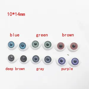 Yeux de poupée ovales en verre 10 mm x 14mm, jolies yeux de poupée nouveau-né réaliste pour poupées - Product Image 1