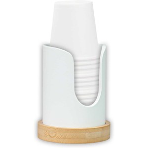 Porte-gobelets en papier jetable en bambou, distributeur de gobelets pour salle de bain, design compact, économise de l'espace, adapté à l'utilisation à domicile et en salle de bain - Product Image 1
