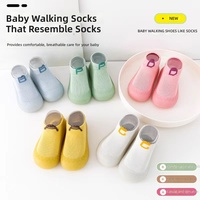 Chaussons-chaussettes antidérapants pour bébé, semelle souple en caoutchouc, premiers pas, tricotés et respirants, pour garçons et filles