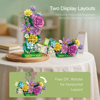 Kit de construction de fleurs DIY, 5 types de blocs botaniques, ornement floral rotatif pour bureau, décoration créative pour la maison, cadeau pour adultes