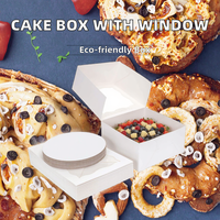 Cajas de cartón cuadradas desechables para repostería, con ventana para pasteles de 12 pulgadas, de papel blanco, grabadas en relieve, reciclables, 10 x 10 x 5