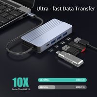 Station d'accueil 10 en 1 Type C vers USB Hub 4K30Hz pour Ordinateur Portable/Tablette/PC/Smartphone/Console de Jeu Steam