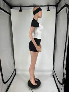 Viviblook Z311ST08 Conjunto Deportivo de Yoga con Estampado de Leopardo, Top Corto con Hombros Descubiertos y Pantalones Cortos Elásticos con Diadema para Mujer - Product Image 3