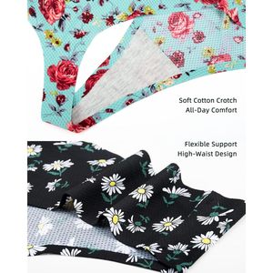 FOXA Lot de 5 strings sans couture pour femmes, taille mi-haute, imprimé floral, sous-vêtements - Product Image 4