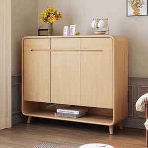 Mueble Zapatero Independiente de MDF <span class=keywords><strong>con</strong></span> 3 Puertas, 3 Cajones, <span class=keywords><strong>Estante</strong></span> Inferior Abierto y Diseño de Esquinas Redondeadas <span class=keywords><strong>para</strong></span> Entrada, Pasillo y Hogar - Product Image 1