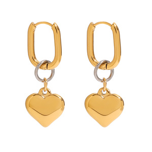 Heart-Shaped Drop <b>Earrings</b> Gold Zinc Alloy Fashion Jewelry Gift - Product Image 4