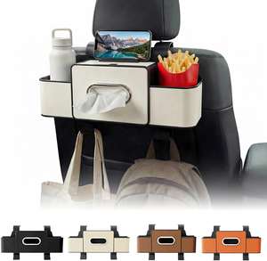 Organizador Multifuncional 4 en 1 para Asiento Trasero <span class=keywords><strong>de</strong></span> Coche con Dispensador <span class=keywords><strong>de</strong></span> Pañuelos, 2 Portavasos, Soporte para Teléfono y Ganchos - Product Image 1