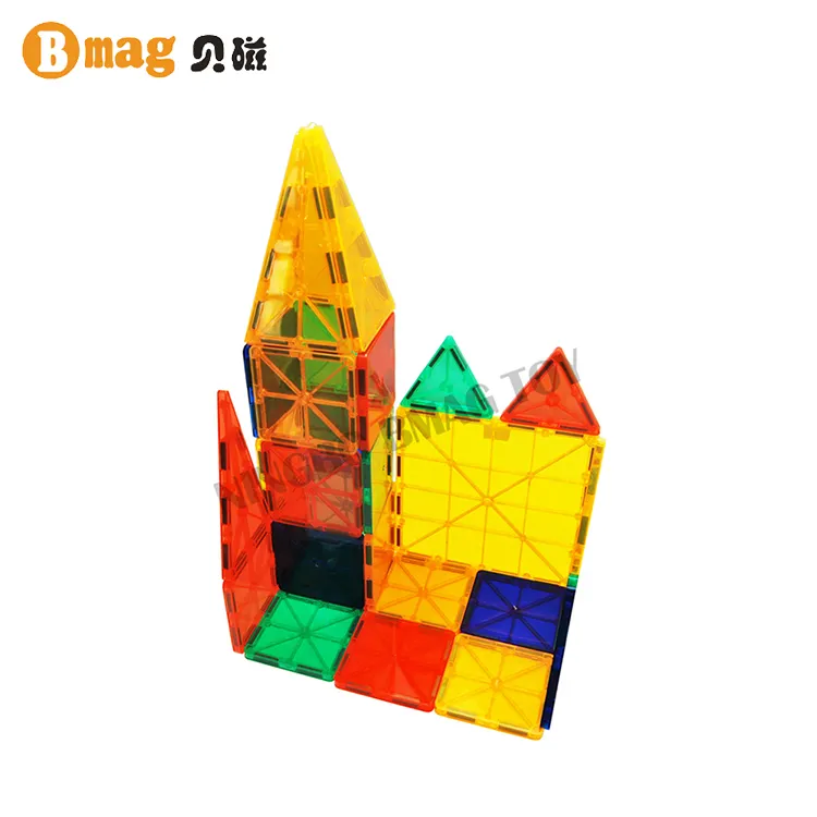 Selamat Datang OEM Kreatif Wisdom 100 Buah Ubin Mag 3d Bening Edukasi Blok Set Mainan Konstruksi DIY MODEL Mainan Plastik ABS