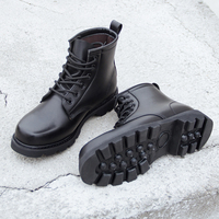 Sepatu Bot Taktis Kulit Hitam Pria untuk Luar Ruangan, Sepatu Hiking Tahan Lama dan Anti-Selip
