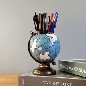 Porte-stylo créatif, ornements de globe rétro européens, décorations de salon, rangement de bureau, cadeau pour étudiant - Product Image 4