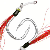 Hameçon simple à plume attachée en fil d'acier à haute teneur en carbone, ligne principale barbelée pour la pêche en bateau au gros gibier
