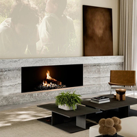 Repisa de Lujo para Chimenea de Interior en Travertino Beige, Estilo Wabi-Sabi en Piedra Natural Tallada para Decoración de Villas