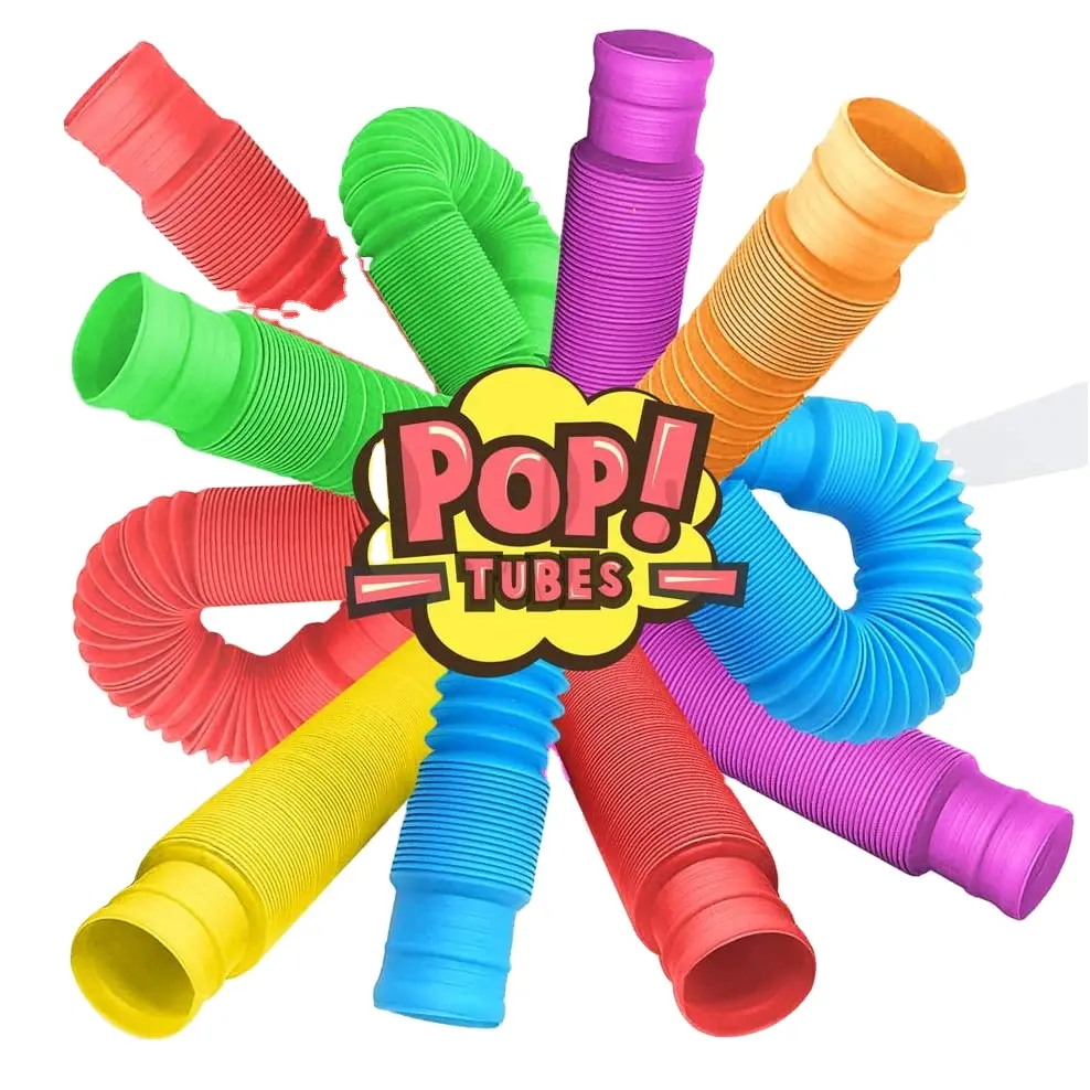 Amazon Hot Sale pop stretching fidget pipe sensory toys tubes adhd flexible pop tubes