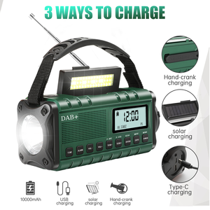 Radio FM DAB portable avec batterie rechargeable solaire numérique de 10000 mAh avec réveil pour une utilisation en extérieur en cas d'urgence - Product Image 3