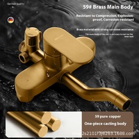 Ensemble de douche moderne en cuivre massif à trois poignées pour salle de bain, système haute pression à jets, pommeau de douche en laiton doux pour appartement