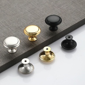 Poignée de meuble en alliage d'aluminium, bouton rond moderne pour tiroir et armoire, finition brillante or, argent, noir, antirouille, montage en surface - Product Image 1