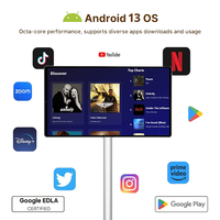 Мобильный смарт-телевизор HBYLCD 32 дюйма Full HD на Android 15 с перезаряжаемым сенсорным экраном, вращающийся, беспроводной, на колесиках, для дома и спортзала