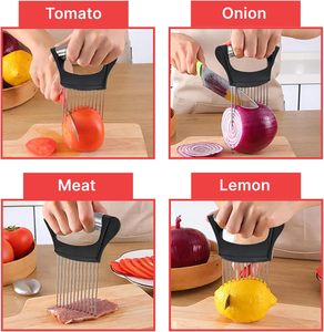 Hot Sale Wholesale Stainless Steel Eco-Friendly <b>Kitchen</b> <b>Gadget</b> Onion Holder & Cutter with Plastic Handle Dishwasher Safe - Product Image 6