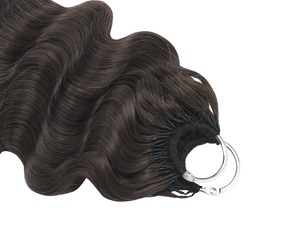 FH Double Drawn Burmese Curly Miracle Knot Crochet Human Hair #2 Color Feathering Tip <b>Braids</b> Human Hair Crochet - Product Image 2