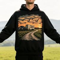 Kain Katun French Terry Custom Bermotif untuk hoodie grafis gothic oversized yang dibuat dengan teknik cetak transfer panas film