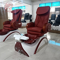 Fauteuil de pédicure électrique de luxe rose avec base en fibre de verre, pompe de drainage, fauteuil de massage pour les pieds pour salon de manucure