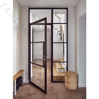 Portes françaises en fer Tanlong, extérieures, doubles, en métal, avec vitrage intérieur, en verre français