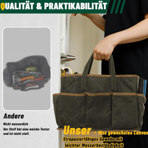 Bolsa de Herramientas Portátil con 11 Bolsillos Exteriores y Asa Reforzada para Organizar Herramientas de Jardinería, Electricista y Bricolaje - Product Image 6