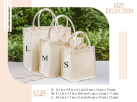 Sacs fourre-tout en toile personnalisés pour demoiselles d'honneur avec logo sur mesure - Sacs cadeaux de mariage pour la plage à ouverture ouverte, été et automne